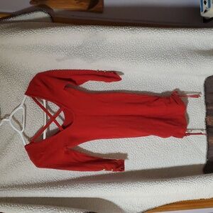 Guess Red Crisscross Back Mini Dress
